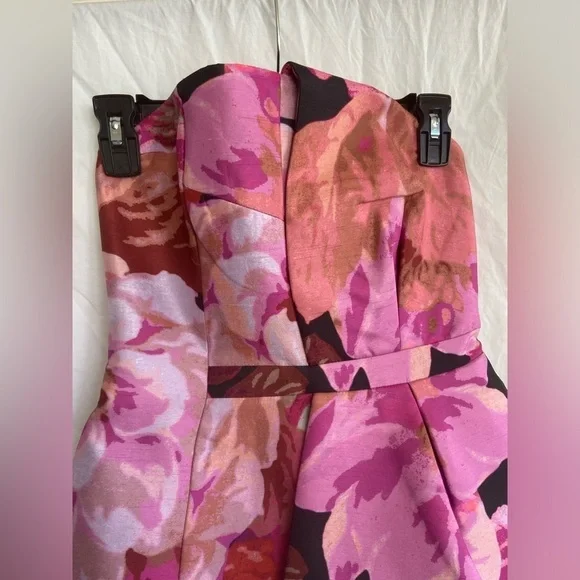 Cameo Strapless Abstract Floral Bustier Top Peplum Corset Modern Party Size S - Picture 4 of 15